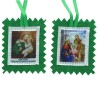 Scapulaire en tissus de saint Joseph avec explication H. 4,5 x 5 cm. Sachet individuel.