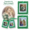 Scapulaire en tissus de saint Joseph avec explication H. 4,5 x 5 cm. Sachet individuel.
