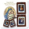 Scapulaire de ND du Mont Carmel en tissus avec explication H. 5 x 4,5 cm avec cordon marron. Livre en sachet individuel.