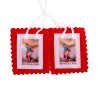 Scapulaire en tissus de saint Michel H. 4,5 x 5 cm avec cordon blanc. Livre en sachet individuel.