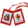 Scapulaire en tissus du Précieux Sang avec explication H. 4,5 x 5 cm. Sachet individuel.