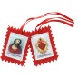 Scapulaire en tissus du Précieux Sang avec explication H. 4,5 x 5 cm. Sachet individuel.