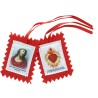 Scapulaire en tissus du Précieux Sang avec explication H. 4,5 x 5 cm. Sachet individuel.