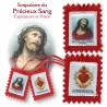 Scapulaire en tissus du Précieux Sang avec explication H. 4,5 x 5 cm. Sachet individuel.
