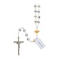 Chapelet grains cristal de Swarovski avec fermoir, Ø 7 mm sur chaine, croix avec Christ. Livre en boite.