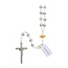 Chapelet grains cristal de Swarovski avec fermoir, Ø 7 mm sur chaine, croix avec Christ. Livre en boite.