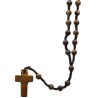 Chapelet sur corde grains en pierre Ø 7 mm, longueur au cœur 30 cm, croix pierre. Différentes pierres.