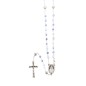 Chapelet grains marbrés Ø 4 mm, paters forme coeur sur chaîne, longueur au cœur 26 cm, croix avec Christ.