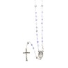 Chapelet grains marbrés Ø 4 mm, paters forme coeur sur chaîne, longueur au cœur 26 cm, croix avec Christ.