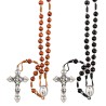 Chapelet sur corde avec fermoir grains en bois Ø 7 mm, longueur au cœur 30 cm, croix métal avec Christ.