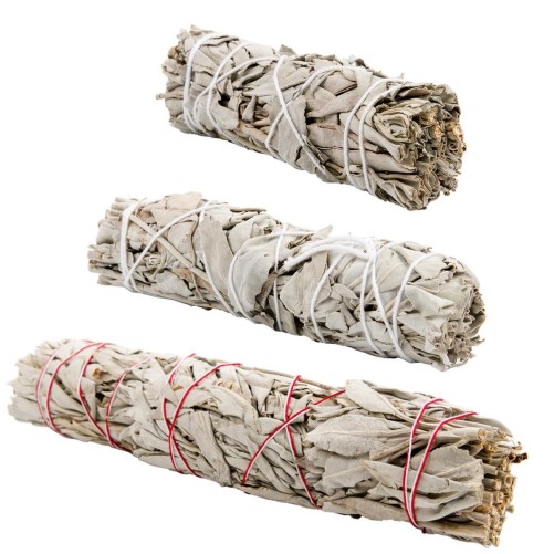 Sauge blanche naturelle (Salvia apiana) fagot de fumigation plusieurs tailles.