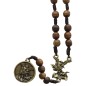 Chapelet de dévotion de saint Michel grains bois Ø 7 mm avec notice explicative, livre en sachet individuel