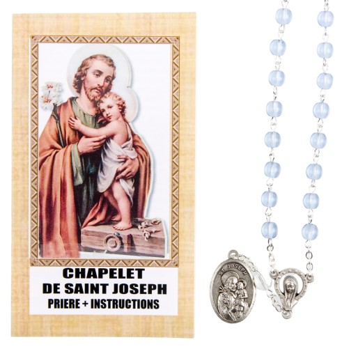 Chapelet de dévotion de saint Joseph avec notice explicative, livre en sachet individuel.