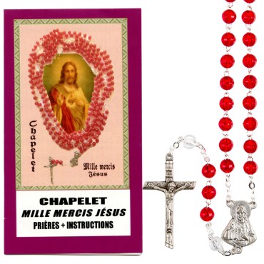 Chapelet de dévotion des milles mercis de Jésus (25 Dizaines) avec notice explicative, livre en sachet individuel.