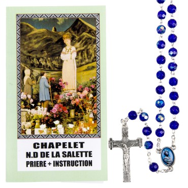 Chapelet de dévotion de Notre-Dame de la Salette avec notice explicative, livre en sachet individuel.