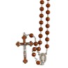 Chapelet sur chaine indécrochable couleur argentée grains en plastique Ø 7 mm, longueur au cœur 31 cm, croix émaillée.