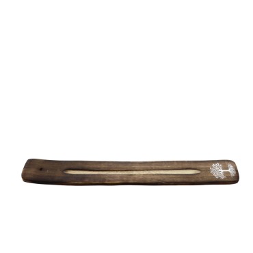 Brûle-encens en bois pour bâtonnets, décor arbre de vie imprimé, 26 × 3,5 cm. Boîte de 4.
