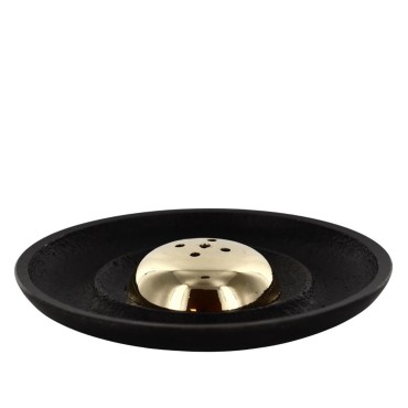 Brûle-encens en métal avec dôme doré pour bâtonnets, Ø 9 cm. Boîte de 2.