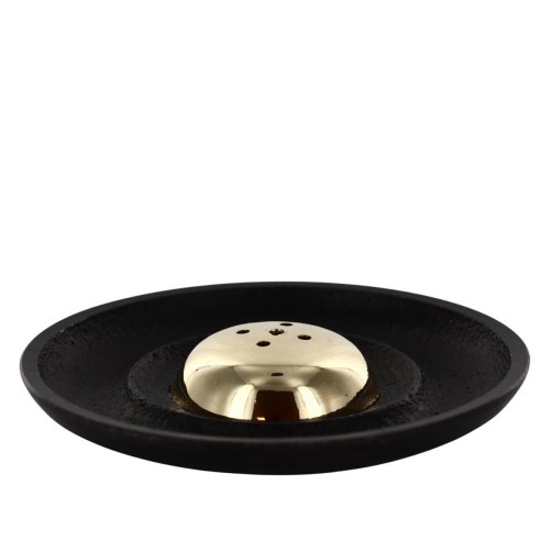 Brûle-encens en métal avec dôme doré pour bâtonnets, Ø 9 cm. Boîte de 2.