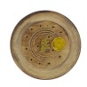 Brûle-encens rond en bois style brûlé avec éléphant, pour bâtonnets ou cônes, Ø 10 cm. Boîte de 2.