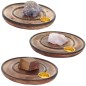 Brule encens en bois pour batonnets ou cones, Ø 10 cm. Existe avec differentes pierres.