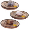 Brule encens en bois pour batonnets ou cones, Ø 10 cm. Existe avec differentes pierres.