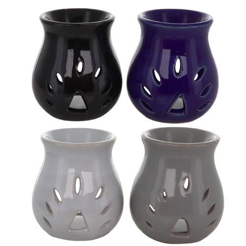 Brule parfum en ceramique. H 8 cm Ø 6 cm. Boite presentoir de 20 pieces couleurs assorties.