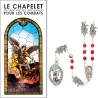 Chapelet de dévotion de saint Michel pour les combats, grains rouge avec notice explicative, livre en sachet individuel.
