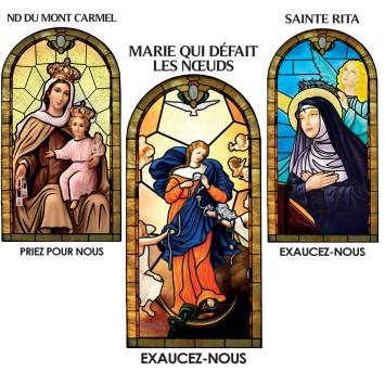 Autocollant Transparent "vitrail" sans prière de saint H. 6 x 3,6 cm pour bougie 3 jours