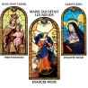 Autocollant Transparent vitrail de saint avec priere H. 10.5 x 6.5 cm pour bougie de neuvaine.