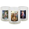 Veilleuse blanche avec autocollant de saint 20-24- H- 6-5 cm- -Oslash- 5 cm - VO 5-- Fleur de vie OUI