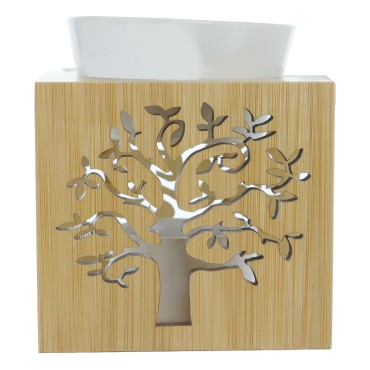 Brule parfum en bois avec arbre de vie ajoure. Taille H. 11 cm x 9.50 cm