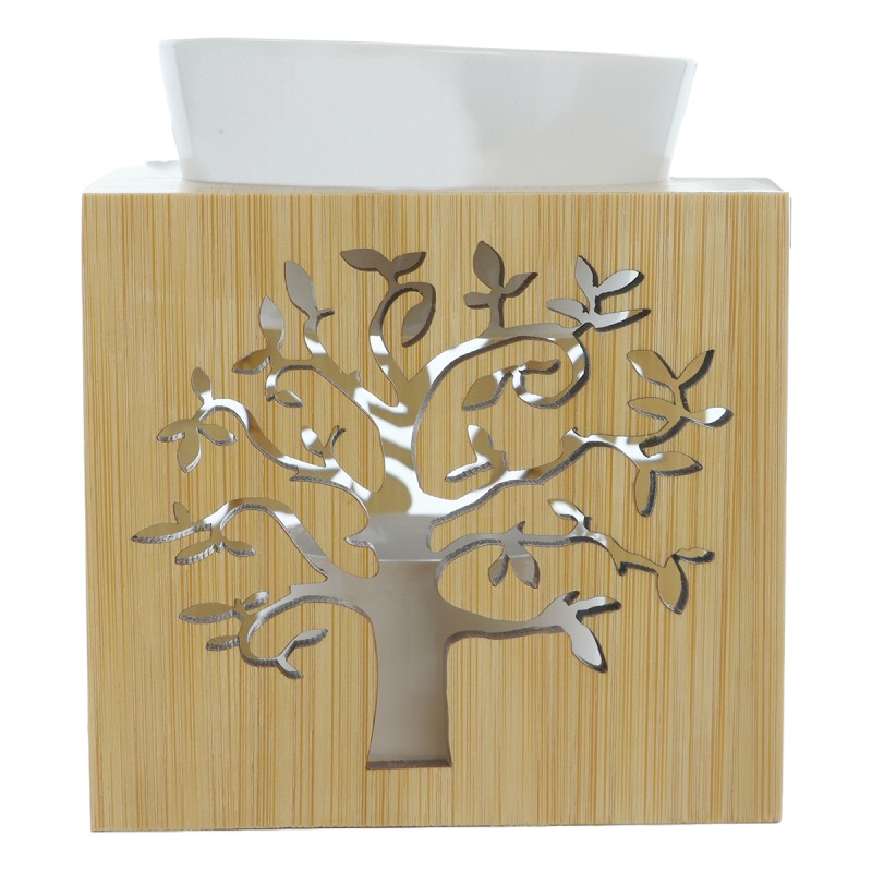 Brule parfum en bois avec arbre de vie ajoure. Taille H. 11 cm x 9.50 cm