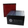 Bougie teintee dans la masse ou surfacee (or et argent) h. 21 cm, Ø 2 cm, Livree en boite de 60 bougies
