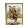 Croix de cou en bois d olivier de Jerusalem avec Christ evide H. 2,5 cm avec cordon 70 cm sur carte presentoir.