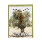 Croix de cou evidee en bois d olivier de Jerusalem H. 2,5 cm avec cordon 70 cm sur carte presentoir.
