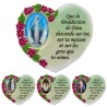 Magnet en résine en forme de coeur H. 6 x 6.5 cm, avec prière pour la maison et résine de diiférents Saints.