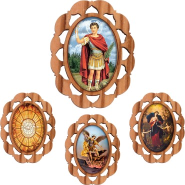 Plaque auto en bois d olivier hauteur 3 cm avec resine. Disponible avec differents Saints.