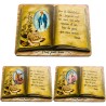 Chevalet en bois forme livre avec bénédiction à poser H. 7,5 x 9,5 cm et résine, plusieurs saints.