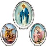 Petit chevalet en métal à poser H. 3,8 cm avec résine, plusieurs saints.