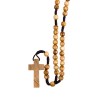 Chapelet sur corde grains en bois d olivier de Terre Sainte Ø 7 mm, longueur au cœur 25 cm, croix bois d olivier.