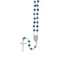 Chapelet grains tachetés ,Ø 7 mm, chaîne couleur argentée, longueur au cœur 34 cm, croix avec Christ. Chapelet grains tachetés ,Ø 7 mm, chaîne couleur argentée, longueur au cœur 34 cm, croix avec Christ.