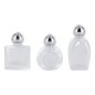 Bouteilles en verre de differentes formes H. 4,5 cm livrees en assortiment.