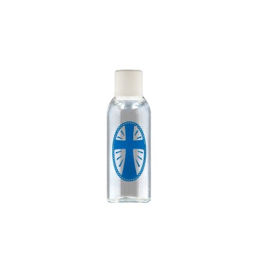 Bouteille plastique transparente avec croix imprimée H. 7.5 cm - 50ml
