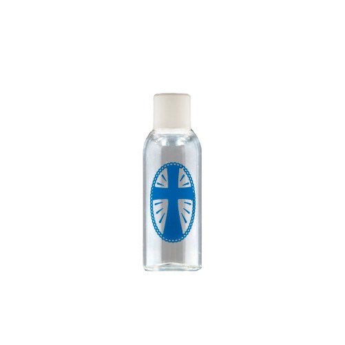 Bouteille plastique transparente avec croix imprimée H. 7.5 cm - 50ml