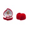 Ensemble coffret coeur en velour H.4 cm Ø 6 cm avec dizainier parfumé à la rose et résine, plusieurs saints.