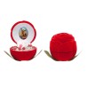 Ensemble coffret rose en velour H.4 cm Ø 6 cm avec dizainier parfumé à la rose et résine, plusieurs saints.