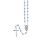Chapelet grains opaques 6 mm, chaîne argentée, croix avec Christ, 33 cm au cœur, plusieurs couleurs.