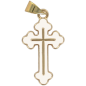 Croix de cou orthodoxe en metal couleur doree emaille H. 2,5 cm.