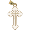 Croix de cou orthodoxe en metal couleur doree emaille H. 2,5 cm.